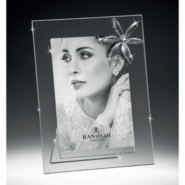Portafoto in cristallo Ranoldi dettaglio fiore 13x18 cm