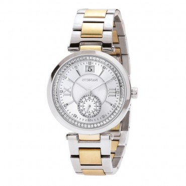 ottaviani orologio donna con quadrante chiaro e cinturino in acciaio bianco e dorato