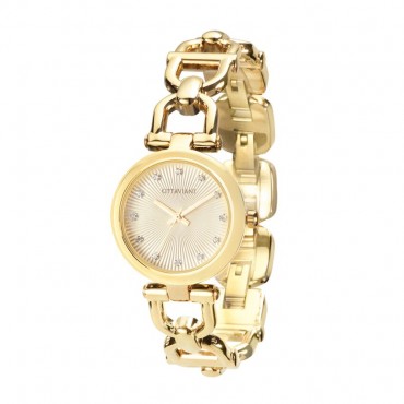 Ottaviani orologio da donna quadrante chiaro con strass e cinturino in maglia in acciaio dorato