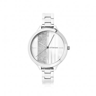 Ottaviani orologio donna con quadrante con glitter argento con cinturino in acciaio