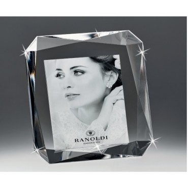 Cornice portafoto Ranoldi cb320 in cristallo sfaccettato, formato 10x10 cm