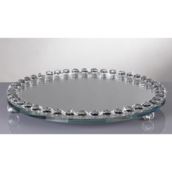 vassoio in cristallo tondo con piedini firmato Ranoldi