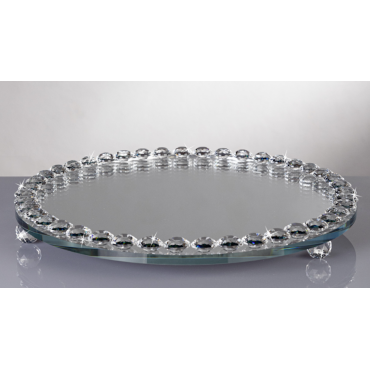 vassoio in cristallo tondo con piedini firmato Ranoldi