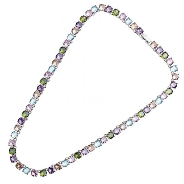 collana in acciaio tennis con zirconi colorati ottaviani 500869C