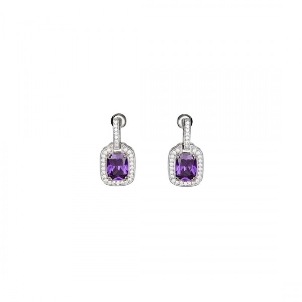 orecchini pendenti in acciaio con zircone viola ottaviani 500904O
