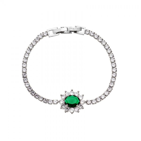 bracciale tennis con zirconi bianchi e al centro verde ottaviani 500779B