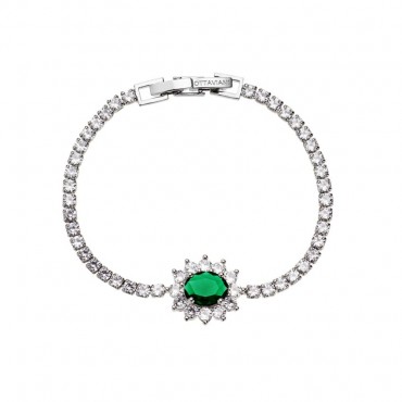 bracciale tennis con zirconi bianchi e al centro verde ottaviani 500779B