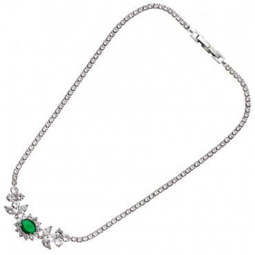 Collana Ottaviani 500779C tennis con zircone verde centrale