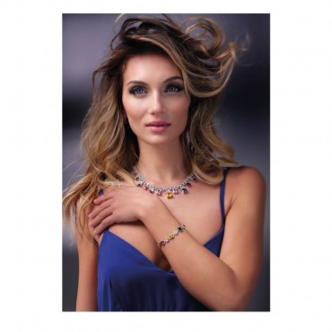collana e bracciale con zirconi bianchi e colorati ottaviani 500901