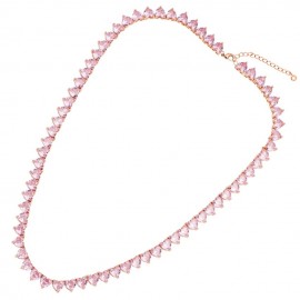 collana tennis in acciaio rosa con zirconi rosa a forma di cuore ottaviani 500776C