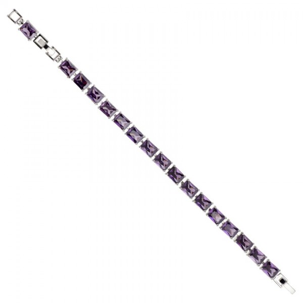 bracciale tennis in acciaio e pietre viola rettangolari ottaviani 500783B