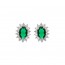 orecchini a loblo in acciaio con zirconi bianchi e al centro singola verde ottaviani 500779O
