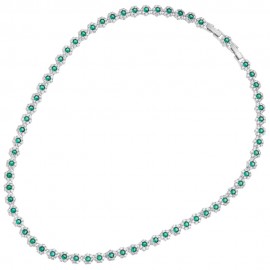 collana in acciaio da donna con zirconi bianchi e verdi ottaviani 501048