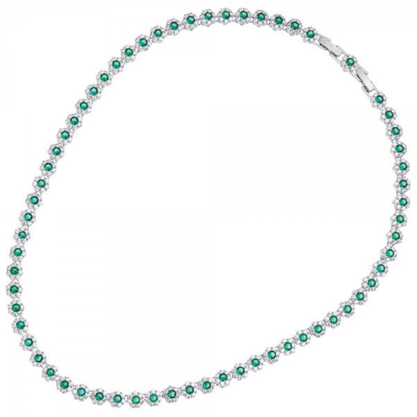 collana in acciaio da donna con zirconi bianchi e verdi ottaviani 501048