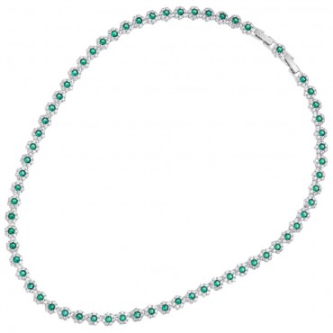 collana in acciaio da donna con zirconi bianchi e verdi ottaviani 501048
