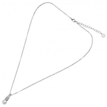 collana in acciaio donna con perla e zirconi ottaviani 500963C