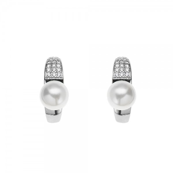 orecchini donna in acciaio con perla e strass ottaviani 500963O