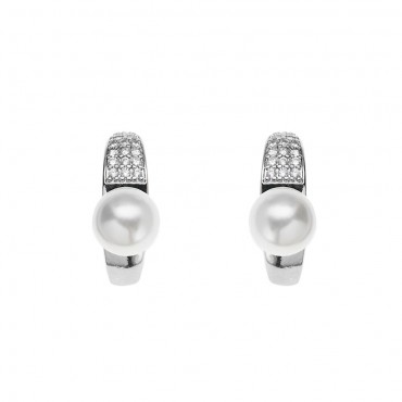 orecchini donna in acciaio con perla e strass ottaviani 500963O