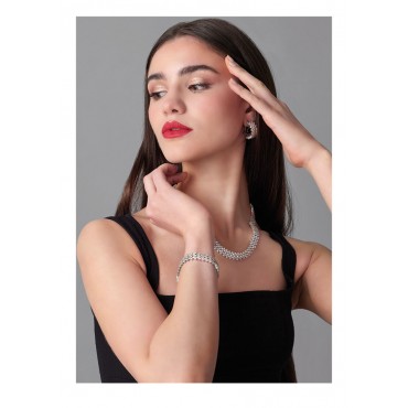 collana bracciale e orecchini donna in acciaio e zirconi bianchi ottaviani 500764