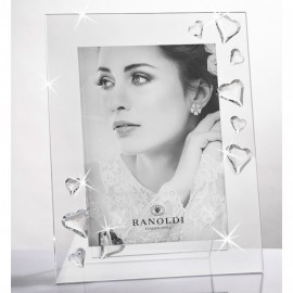 cornice portafoto ranoldi C6137 in cristallo con cuori misura 13x18 cm