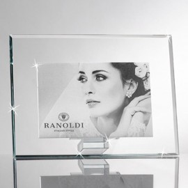 Cornice portafoto Ranoldi C6122 in cristallo 20x25 orizzontale, profilo sottile di 6mm, design elegante per interni