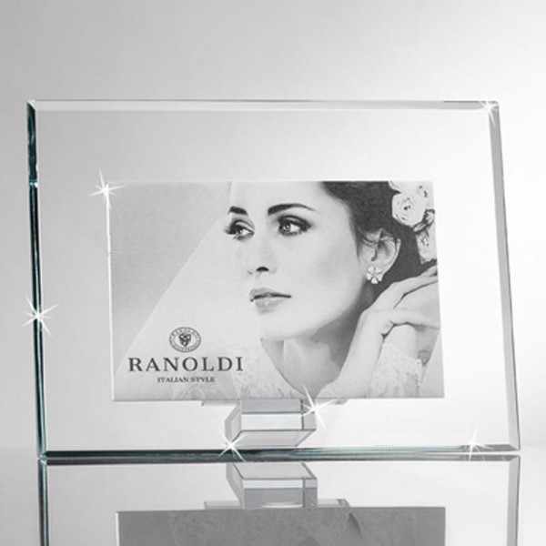 Cornice portafoto Ranoldi C6122 in cristallo 20x25 orizzontale, profilo sottile di 6mm, design elegante per interni