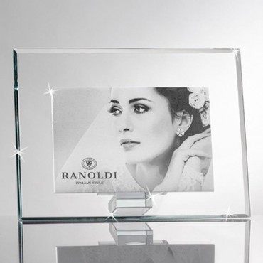 Cornice portafoto Ranoldi C6122 in cristallo 20x25 orizzontale, profilo sottile di 6mm, design elegante per interni
