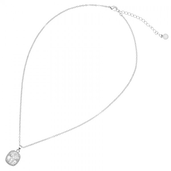 Collana Ottaviani 501083C in metallo rodiato con punto luce centrale tondo e contorno di zirconi piccoli.