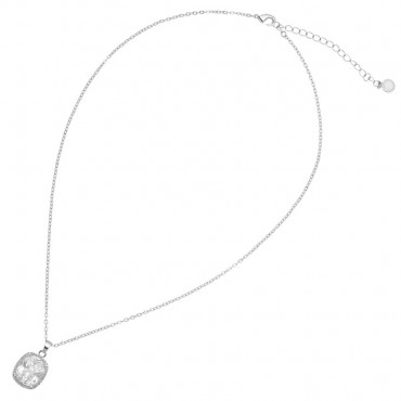 Collana Ottaviani 501083C in metallo rodiato con punto luce centrale tondo e contorno di zirconi piccoli.