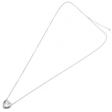 Collana lunga Ottaviani 502174C in metallo rodiato con pendente a cuore contornato da zirconi luminosi.