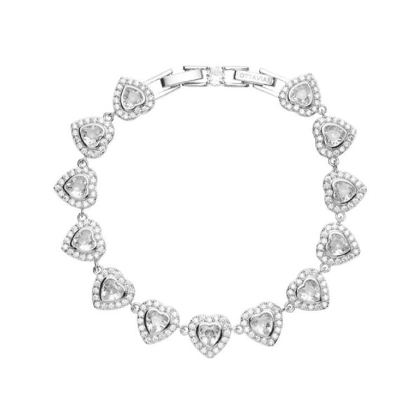 Bracciale donna Ottaviani 501274B elegante e raffinato con cuori contornati da zirconi in metallo rodiato