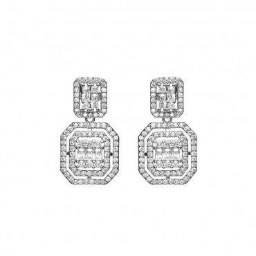 Orecchini pendenti Ottaviani 500690O con zirconcini bianchi incastonati e chiusura a farfallina.