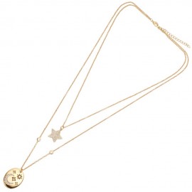 collana donna doppia metallo dorato Ottaviani stella zirconi