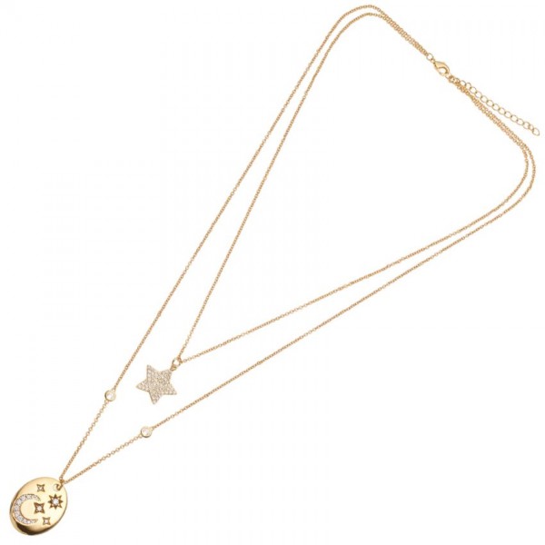 collana donna doppia metallo dorato Ottaviani stella zirconi