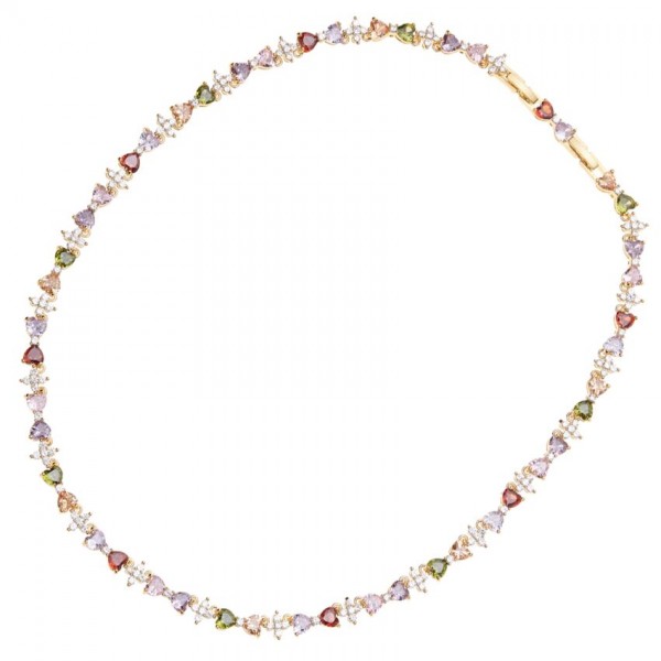 Collana Ottaviani 501224C girocollo dorata con zirconi colorati