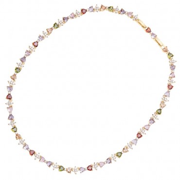Collana Ottaviani 501224C girocollo dorata con zirconi colorati