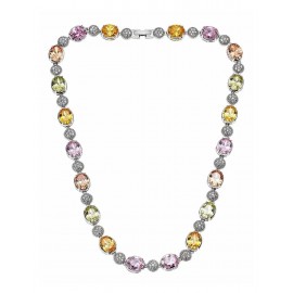 Collana Ottaviani 500694C tennis argentata con zirconi colorati