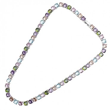 Collana Ottaviani 500869C tennis argentata con zirconi pastello