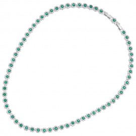Collana Ottaviani 501048C tennis argentata zirconi bianchi e verde