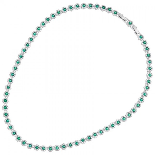 Collana Ottaviani 501048C tennis argentata zirconi bianchi e verde