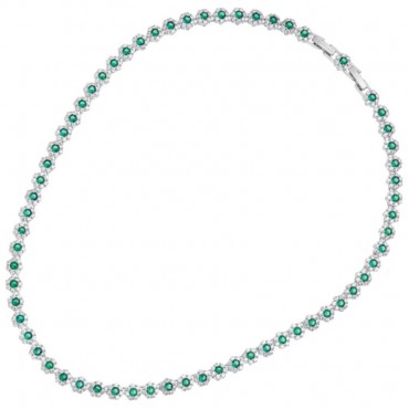 Collana Ottaviani 501048C tennis argentata zirconi bianchi e verde