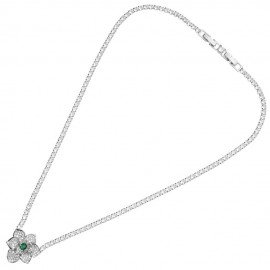 Collana Ottaviani 501272C tennis argentata con fiore e zircone verde