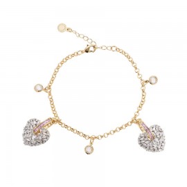 Bracciale Ottaviani 501208B dorato con cuori e zirconi bianchi
